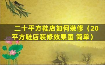 二十平方鞋店如何装修（20平方鞋店装修效果图 简单）